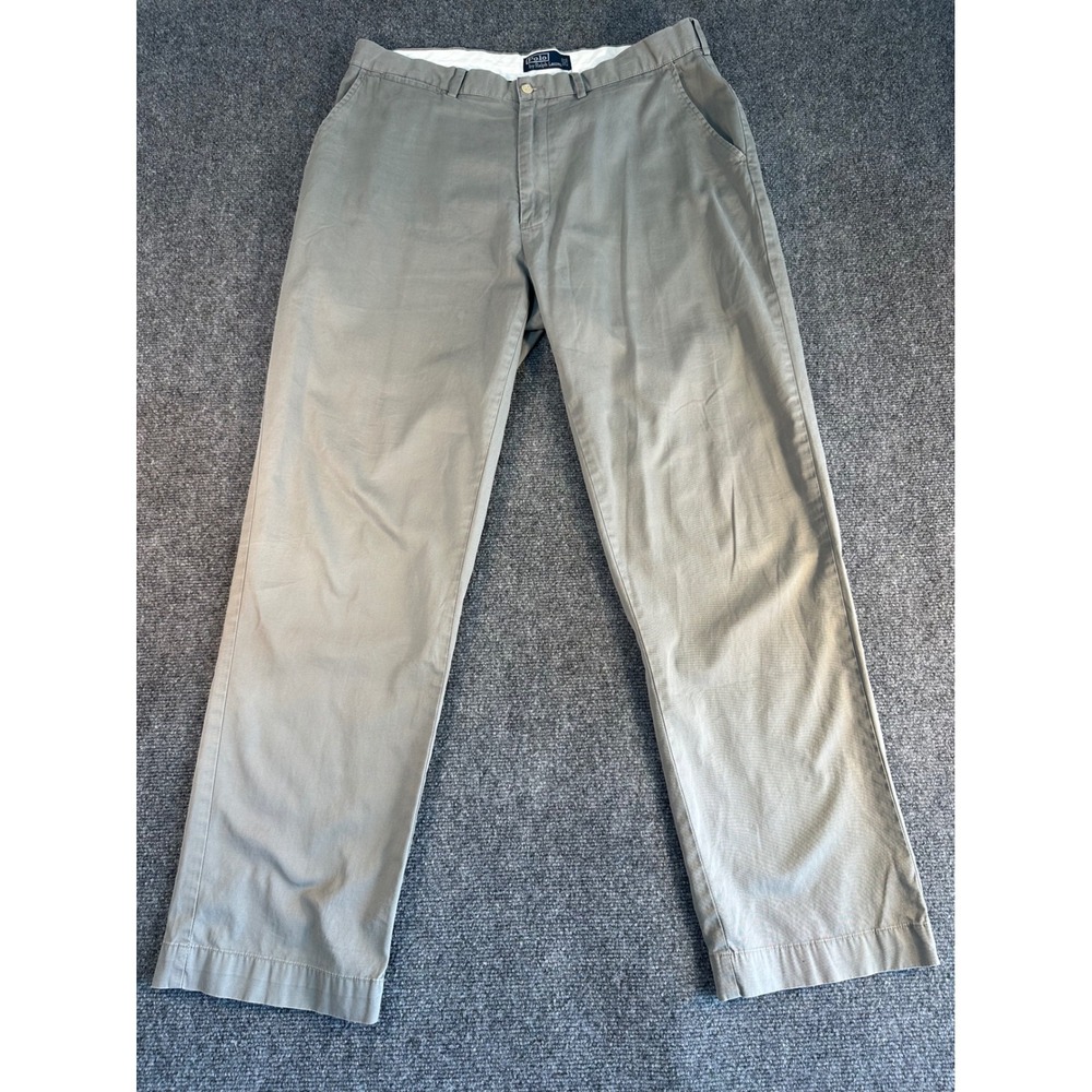 Polo Ralph Lauren Mens Chino Pants Gray Green Cotton Twill Straight Leg 36x32
